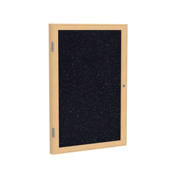 Ghent Enclosed Bulletin Board, 1 Door, Rcycl, Oak Frame, 3 ft H x 2 ft W, Confetti PW13624TR-CF - main